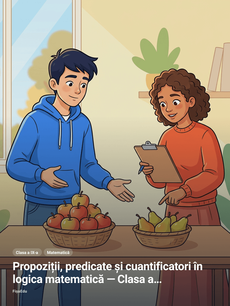 Propoziții, predicate și cuantificatori în logica matematică — Clasa a IX-a