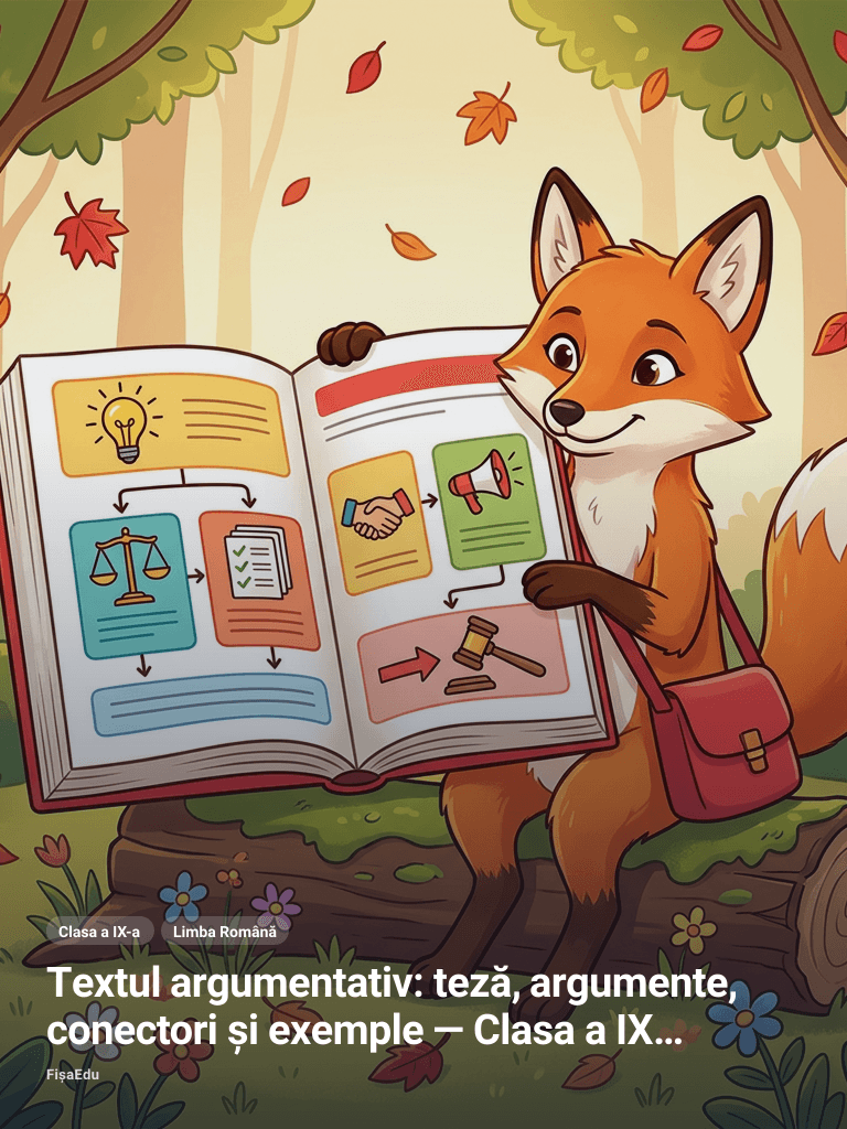 Textul argumentativ: teză, argumente, conectori și exemple — Clasa a IX-a