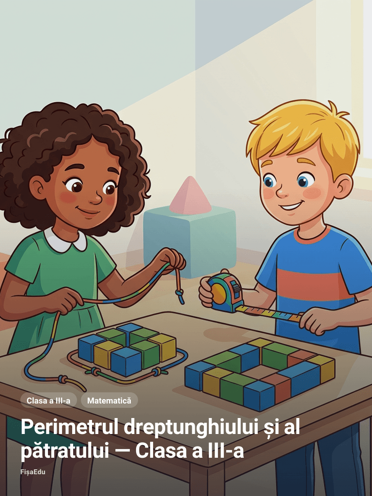 Perimetrul dreptunghiului și al pătratului — Clasa a III-a