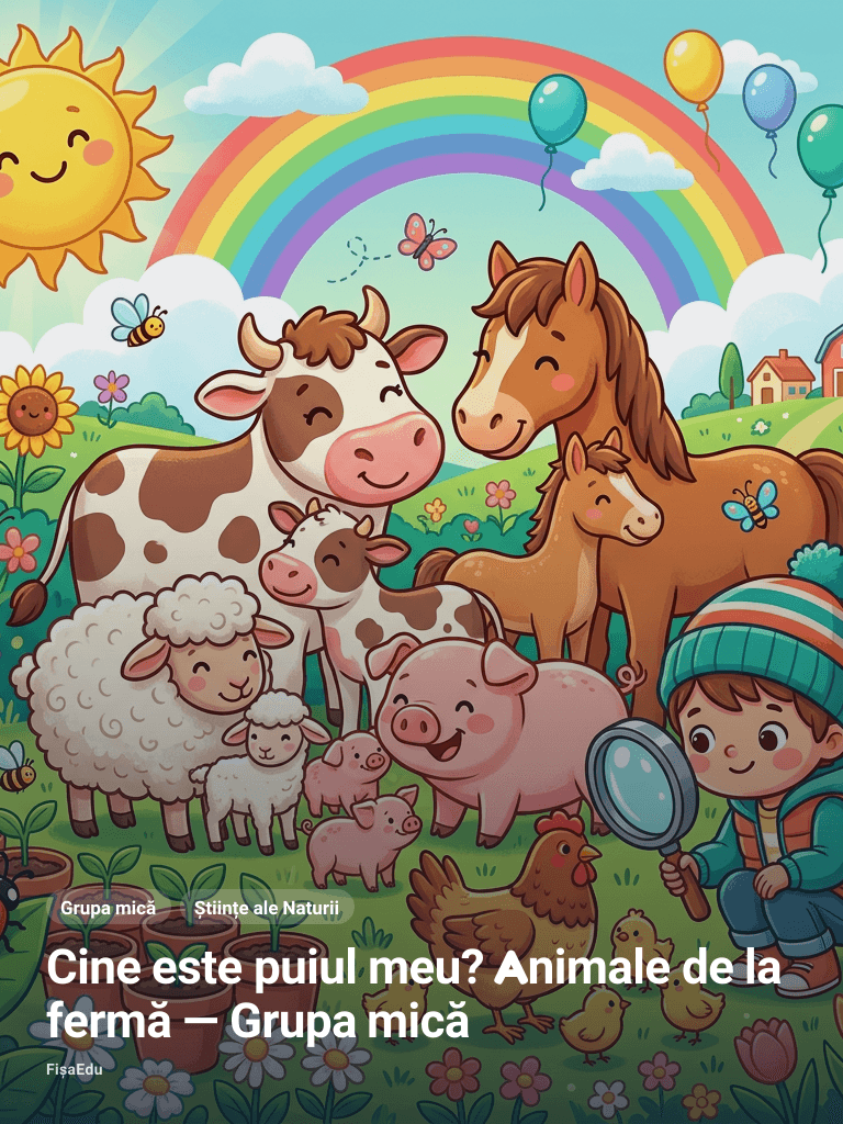 Cine este puiul meu? Animale de la fermă — Grupa mică