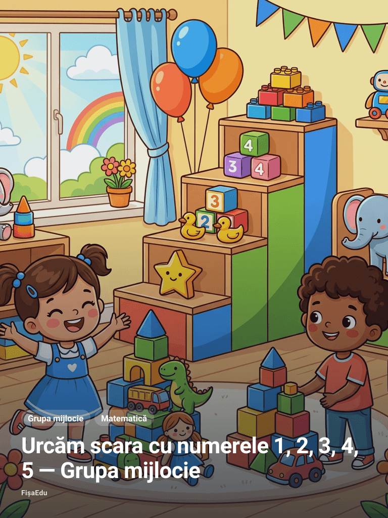 Urcăm scara cu numerele 1, 2, 3, 4, 5 — Grupa mijlocie