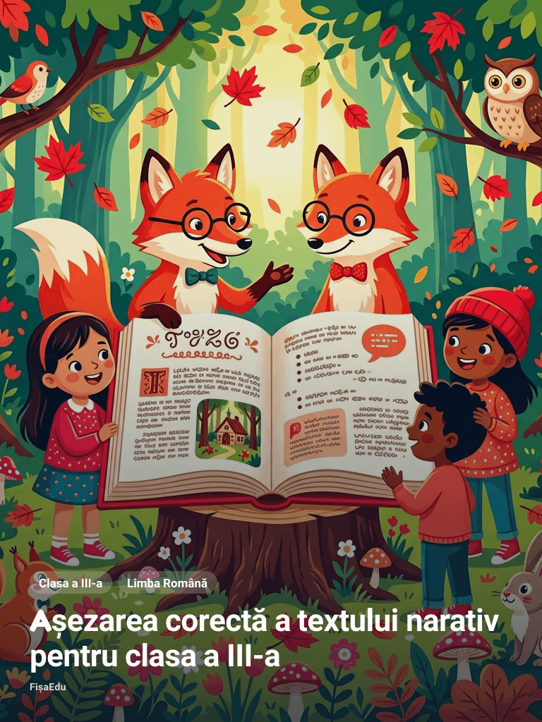 Așezarea corectă a textului narativ pentru clasa a III-a