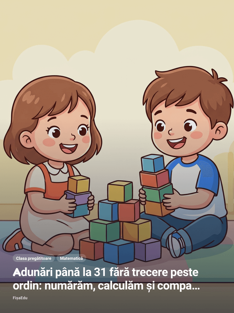 Adunări până la 31 fără trecere peste ordin: numărăm, calculăm și comparăm
