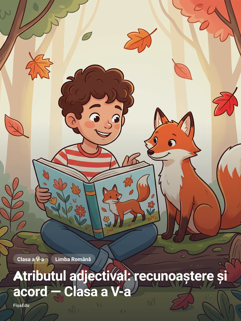 Atributul adjectival: recunoaștere și acord — Clasa a V-a