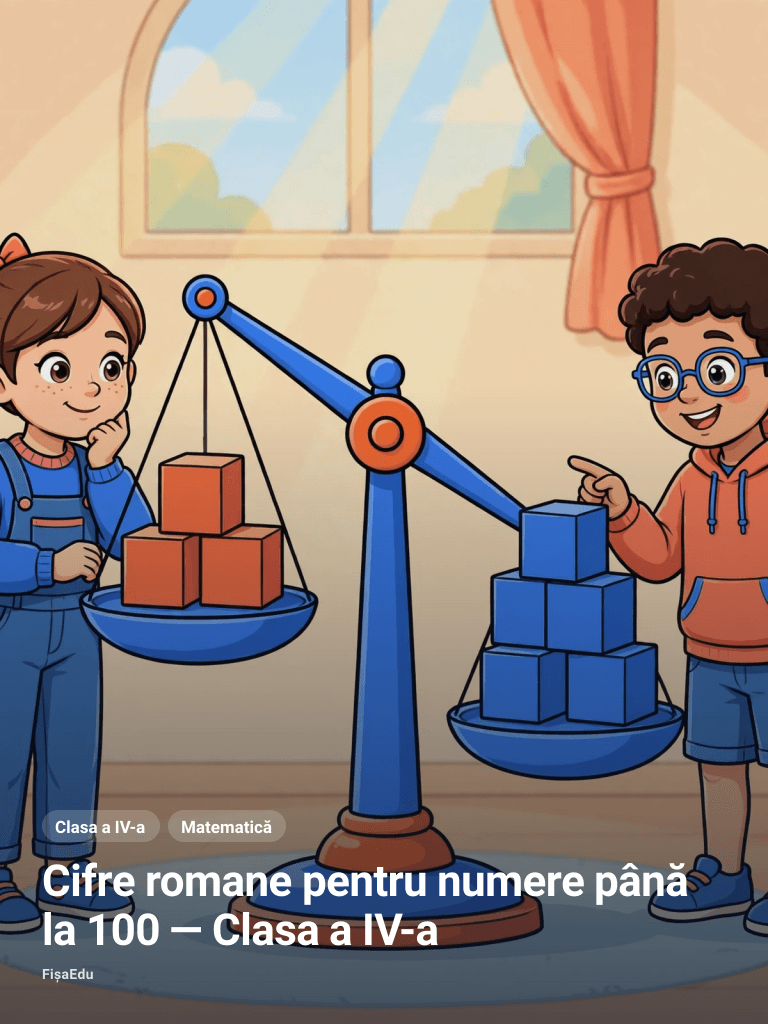 Cifre romane pentru numere până la 100 — Clasa a IV-a