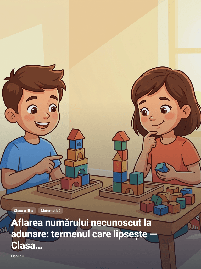 Aflarea numărului necunoscut la adunare: termenul care lipsește — Clasa a III-a