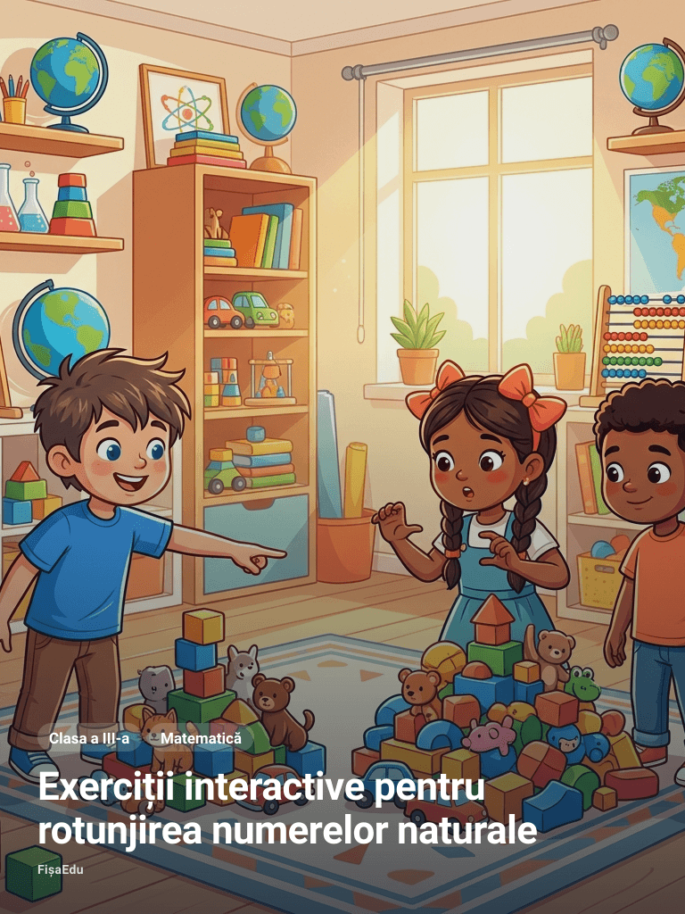 Exerciții interactive pentru rotunjirea numerelor naturale
