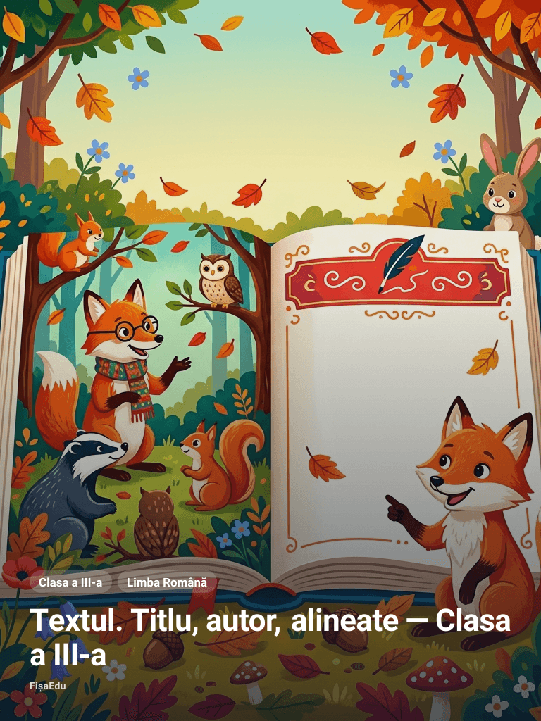 Textul. Titlu, autor, alineate — Clasa a III-a