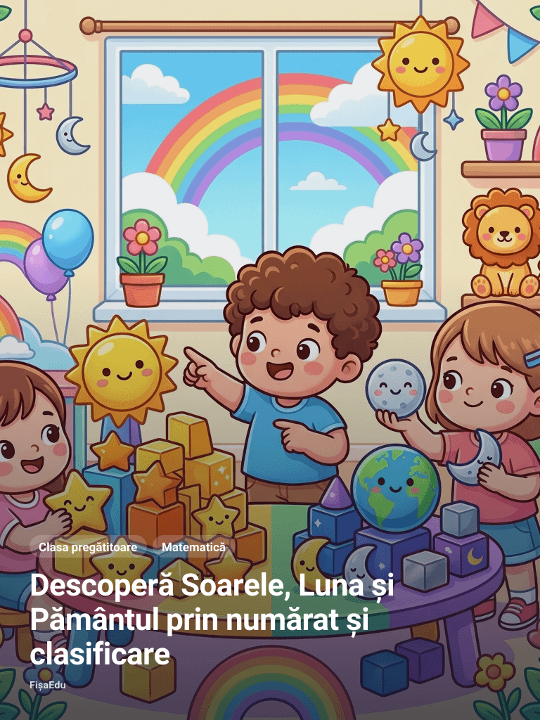 Descoperă Soarele, Luna și Pământul prin numărat și clasificare