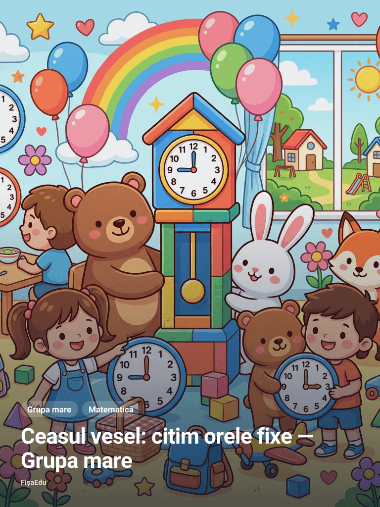 Ceasul vesel: citim orele fixe — Grupa mare