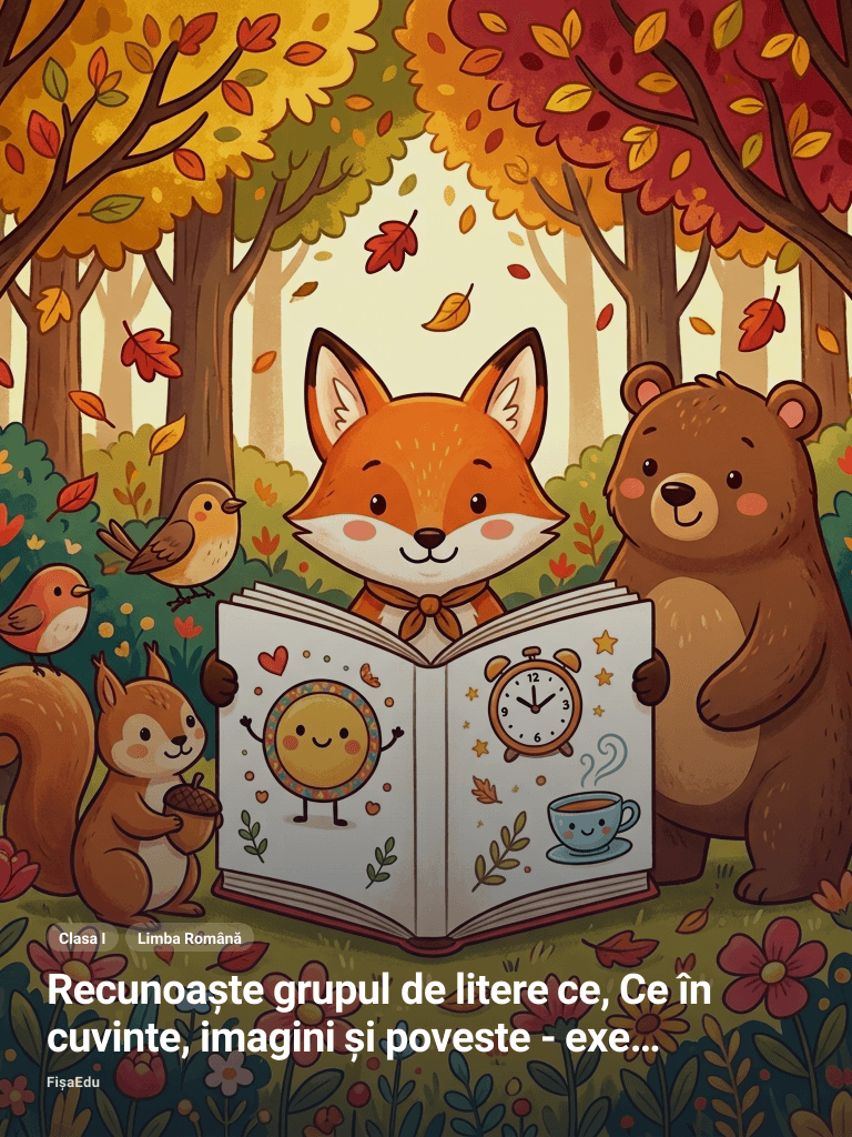 Recunoaște grupul de litere ce, Ce în cuvinte, imagini și poveste - exerciții clasa I